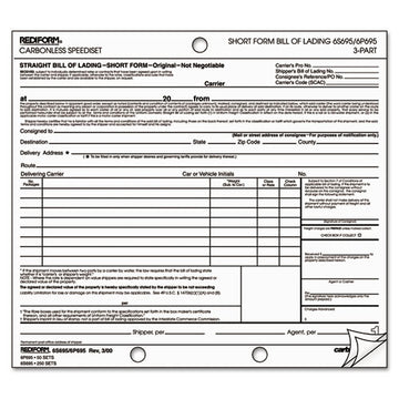 Rediform® Bill Of Lading, Short Form, Three-part Carbonless, 7 X 8.5, 1-page, 50 Forms freeshipping - TVN Wholesale